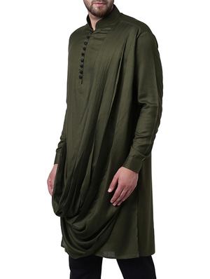 green solid long kurta - 15296447 - Standard Image - 2