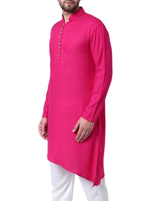 pink rayon asymmetric kurta - 15296459 - Standard Image - 2