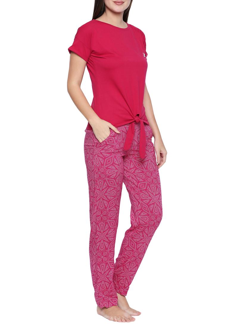 tie hem nightwear pajama set - 15300186 - Zoom Image - 2