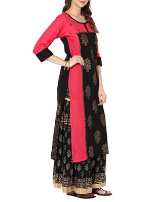 straight hand block printed kurta - 15300261 - Standard Image - 2