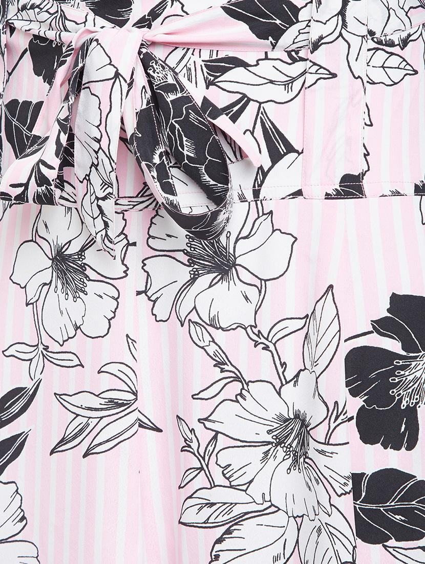 pink crepe floral flared skirt - 15300326 - Zoom Image - 5