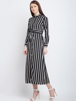 black striped belted shirt dress - 15300348 - Standard Image - 2