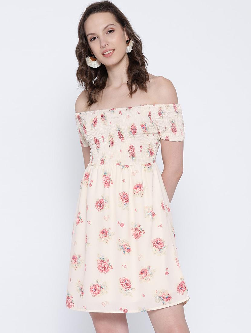white printed off-shoulder dress - 15300786 - Zoom Image - 2
