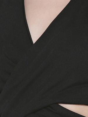 black cotton asymmetric dress - 15300788 - Standard Image - 5