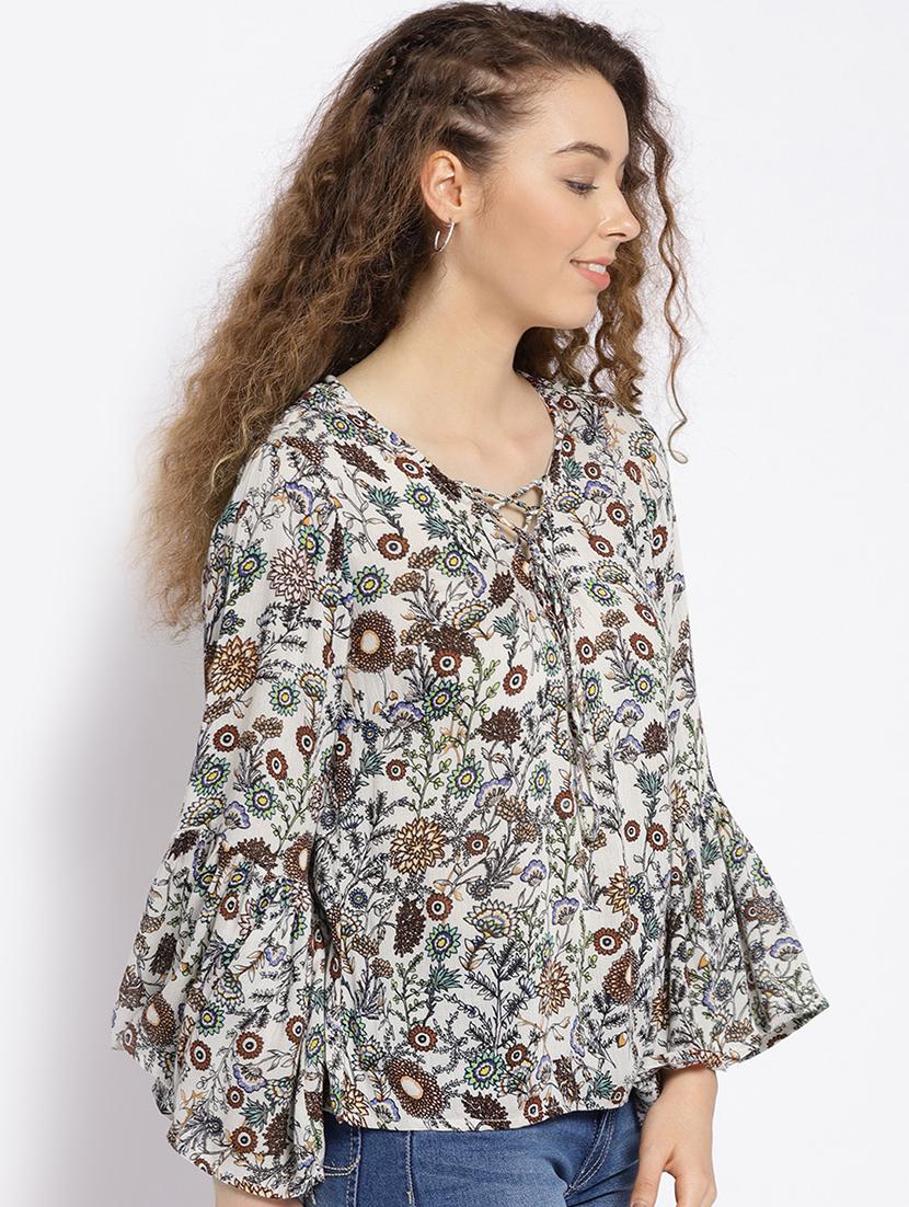 white rayon printed top - 15300790 - Zoom Image - 2