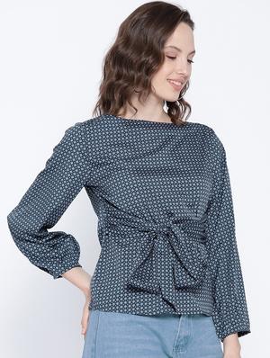 navy blue floral top - 15300791 - Standard Image - 2