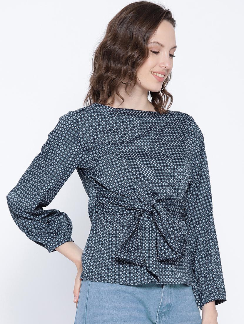 navy blue floral top - 15300791 - Zoom Image - 2