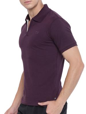 purple cotton blend collared t-shirt - 15301016 - Standard Image - 2