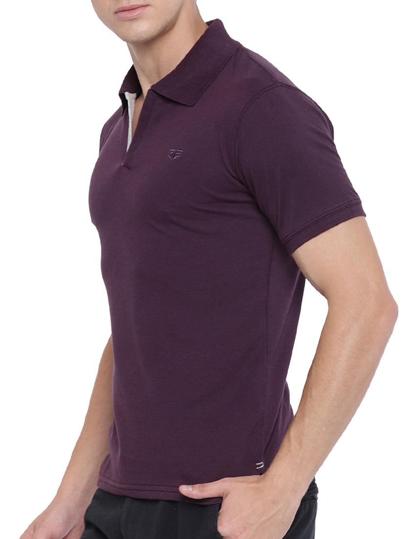 purple cotton blend collared t-shirt - 15301016 - Zoom Image - 2