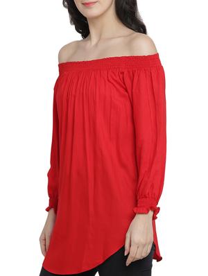 off shoulder elasticated neck tunic - 15301069 - Standard Image - 2