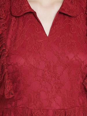 frill detail net fit & flare dress - 15301126 - Standard Image - 5