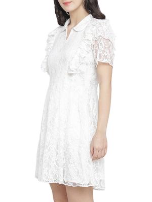 frill detail net fit & flare dress - 15301127 - Standard Image - 2