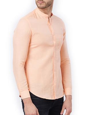 peach cotton casual shirt - 15302131 - Standard Image - 2
