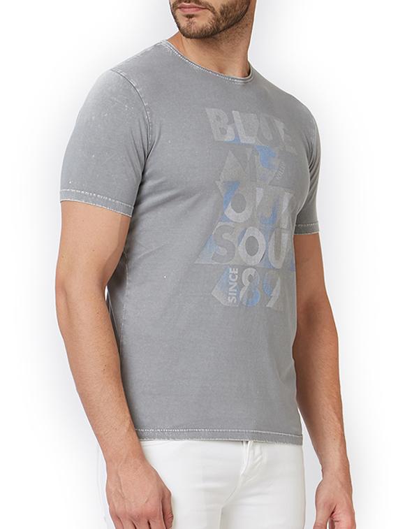grey cotton chest print t-shirt - 15302169 - Zoom Image - 2