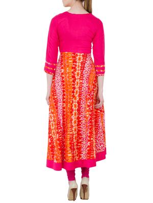 pink rayon flared kurta - 15302260 - Standard Image - 2
