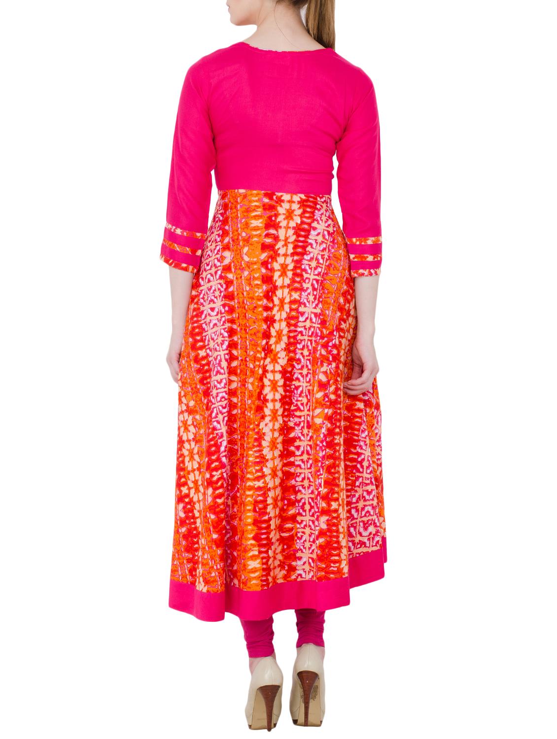 pink rayon flared kurta - 15302260 - Zoom Image - 2