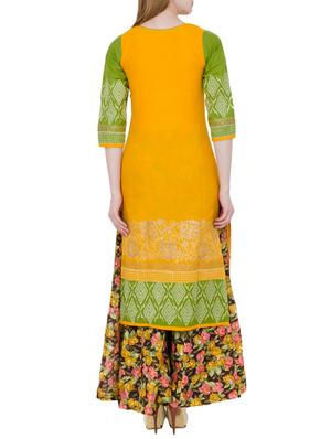 yellow cotton straight kurta - 15302266 - Standard Image - 2