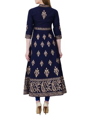 block printed a-line kurta - 15302267 - Standard Image - 2
