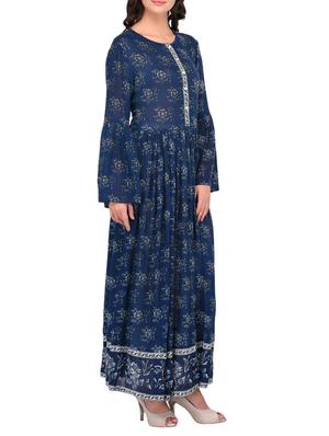navy blue flared kurta - 15302815 - Standard Image - 2