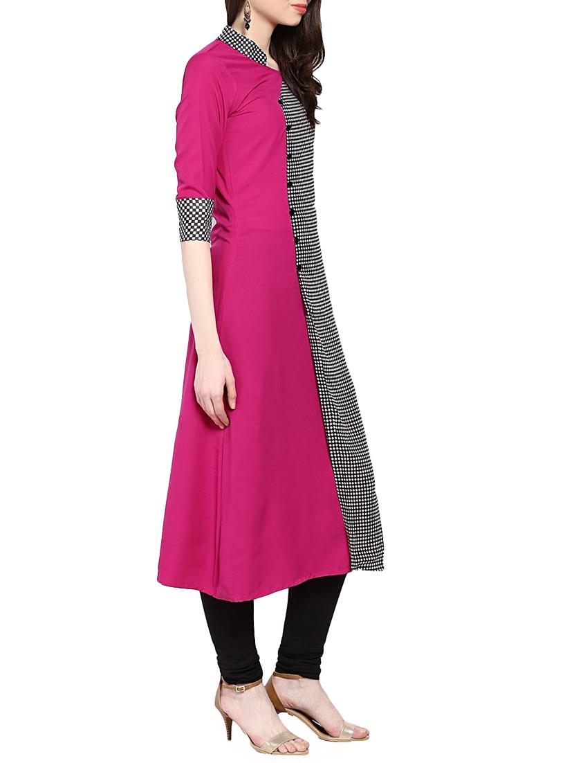 a-line checkerd kurta - 15305090 - Zoom Image - 2