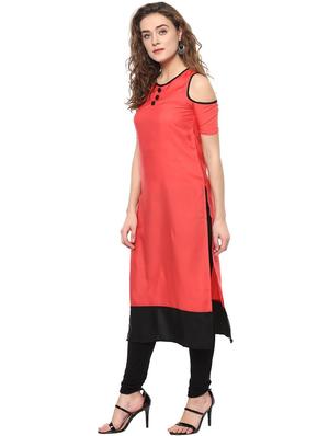 pink crepe straight solid kurta - 15305094 - Standard Image - 2