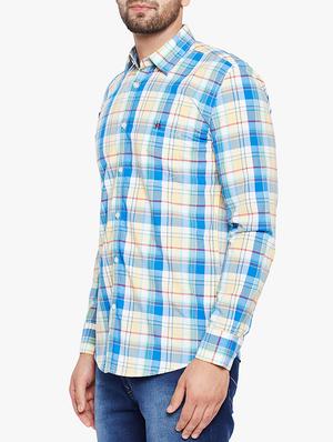 blue cotton casual shirt - 15305759 - Standard Image - 2