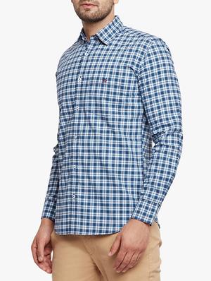 blue cotton casual shirt - 15305761 - Standard Image - 2