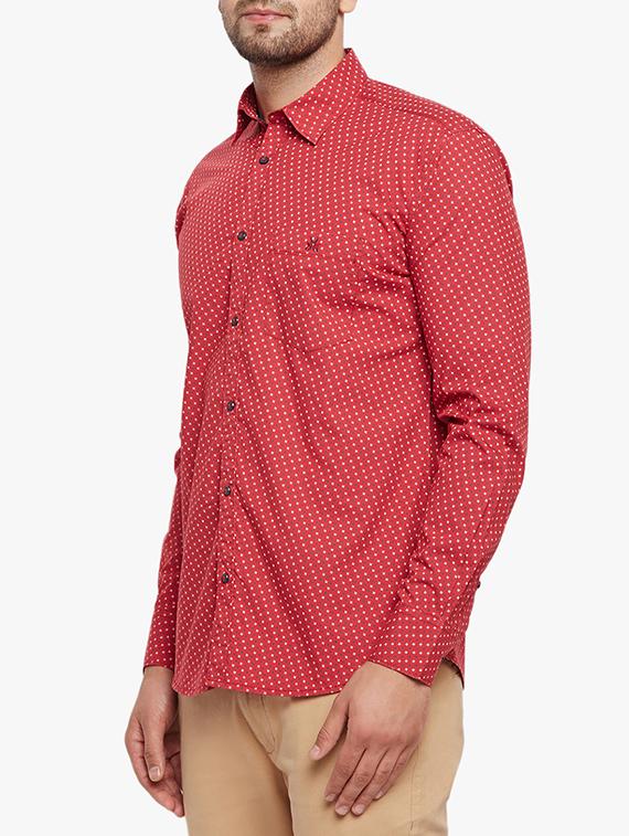 red cotton casual shirt - 15305771 - Zoom Image - 2