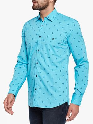 blue cotton casual shirt - 15305782 - Standard Image - 2