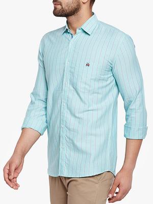 blue striped casual shirt - 15305786 - Standard Image - 2