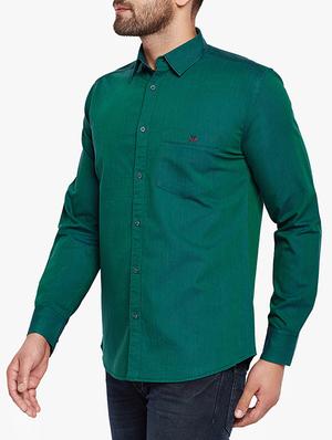 green solid casual shirt - 15305897 - Standard Image - 2