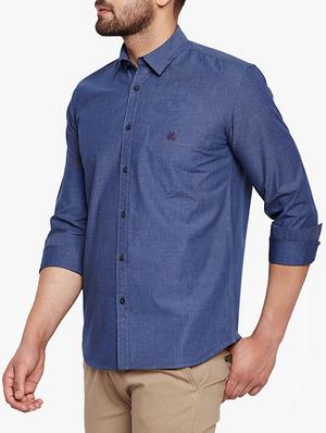 blue solid casual shirt - 15305910 - Standard Image - 2