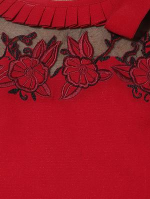 red ruffled pleats top - 15305947 - Standard Image - 5