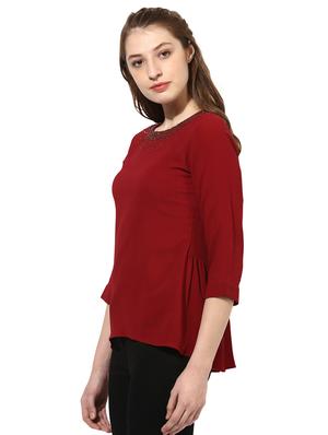 maroon top with tiny embellishments - 15305955 - Standard Image - 2
