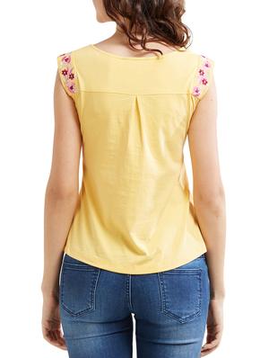 yellow floral embroidery top - 15305960 - Standard Image - 2