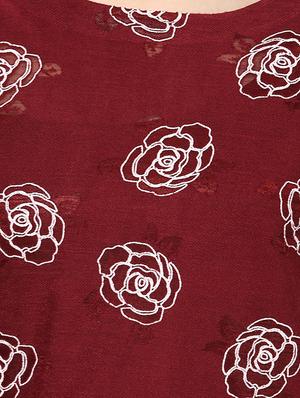 maroon cotton floral top - 15305961 - Standard Image - 5