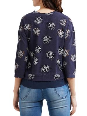 navy blue floral boxy top - 15305966 - Standard Image - 2