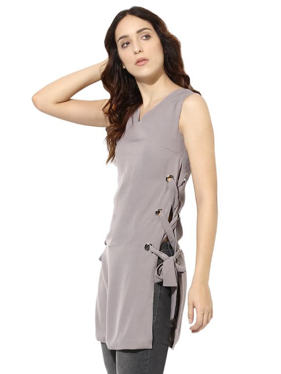 grey side knot tunic - 15305967 - Zoom Image - 2