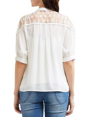 white lace detailing top - 15305969 - Standard Image - 2