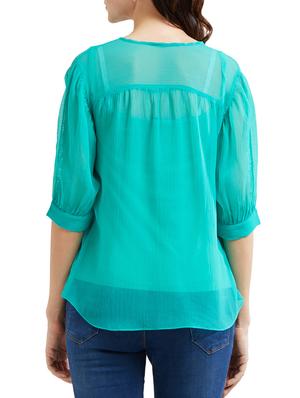 tassel tie neck lace insert top - 15305979 - Standard Image - 2
