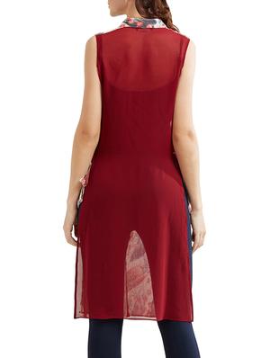 maroon printed slits tunic - 15305991 - Standard Image - 2