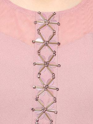 embellished sheer panel neck top - 15305992 - Standard Image - 5