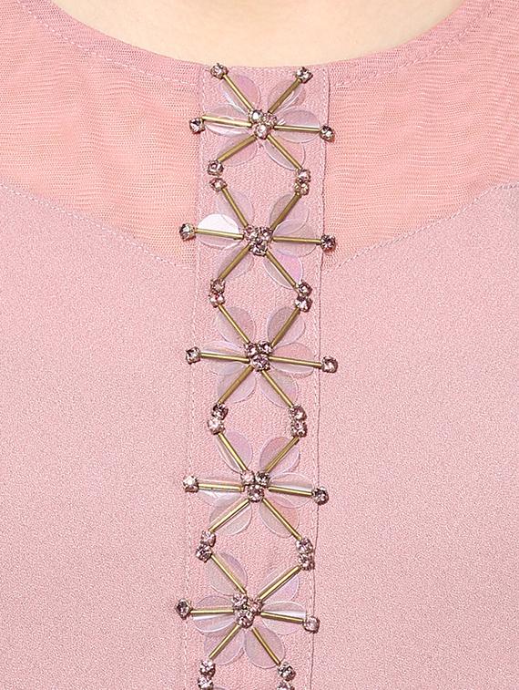 embellished sheer panel neck top - 15305992 - Zoom Image - 5