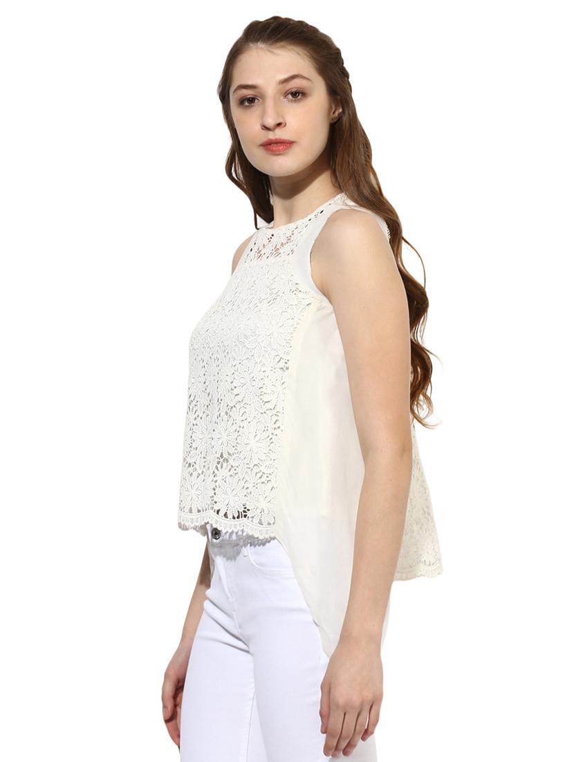 white cotton crochet top - 15305993 - Zoom Image - 2