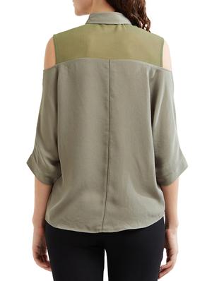grey cold-shoulder shirt top - 15305998 - Standard Image - 2