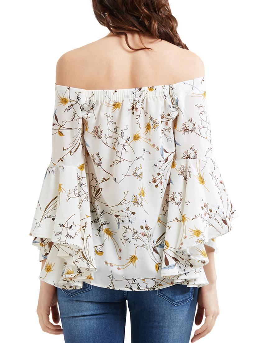 white printed off-shoulder top - 15306000 - Zoom Image - 2
