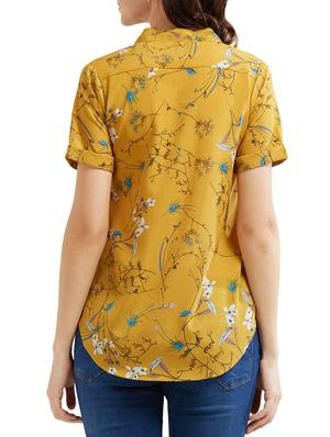 yellow printed v-neck top - 15306001 - Standard Image - 2