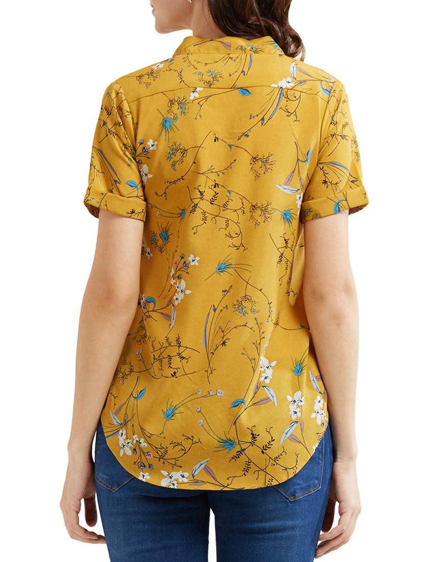 yellow printed v-neck top - 15306001 - Zoom Image - 2
