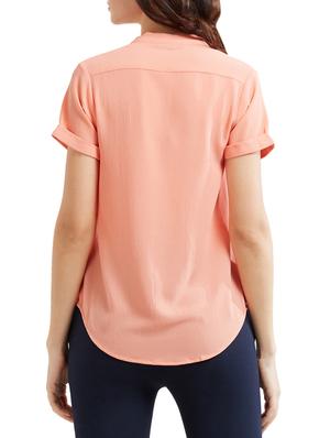 pink solid v-neck top - 15306015 - Standard Image - 2