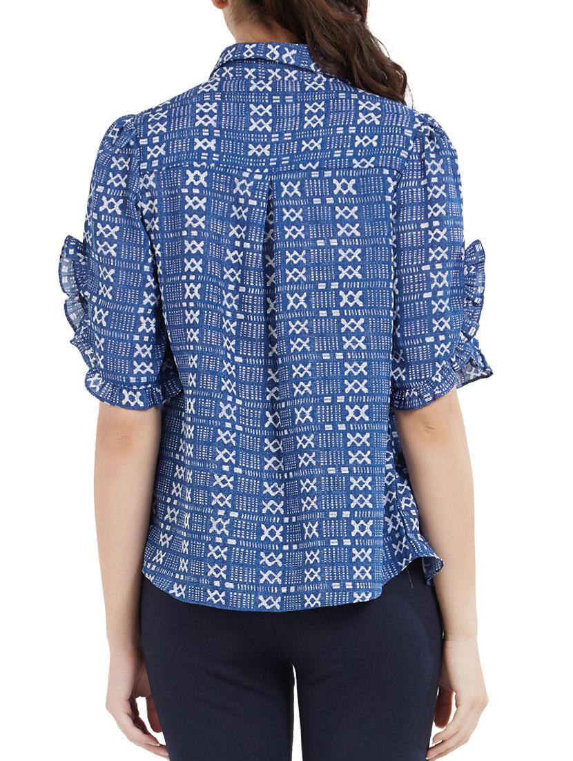 frill detail printed top - 15306019 - Zoom Image - 2